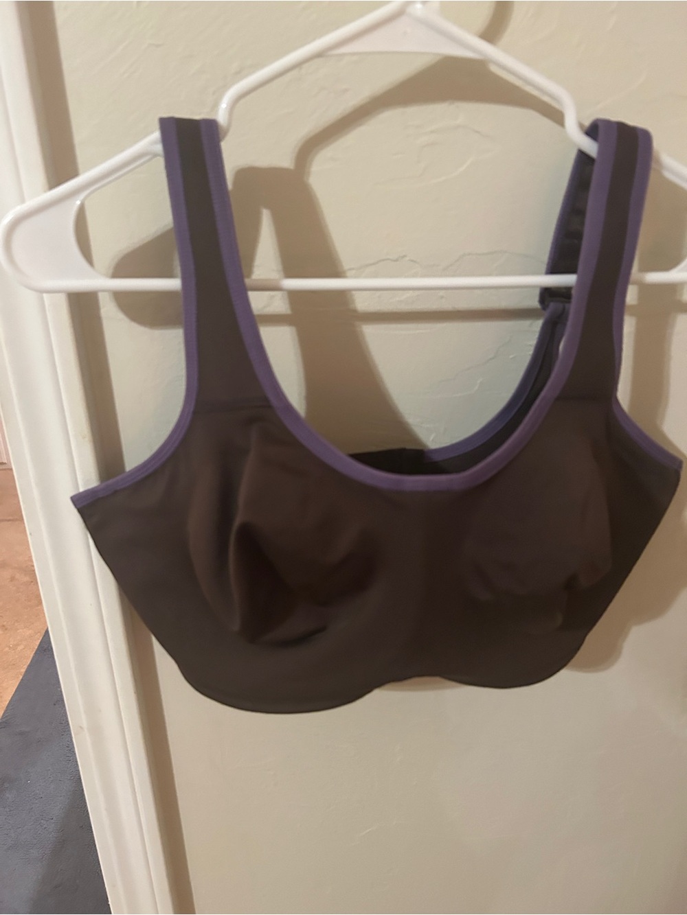 Wacoal Black Sports Bra Grey with Purple Trim